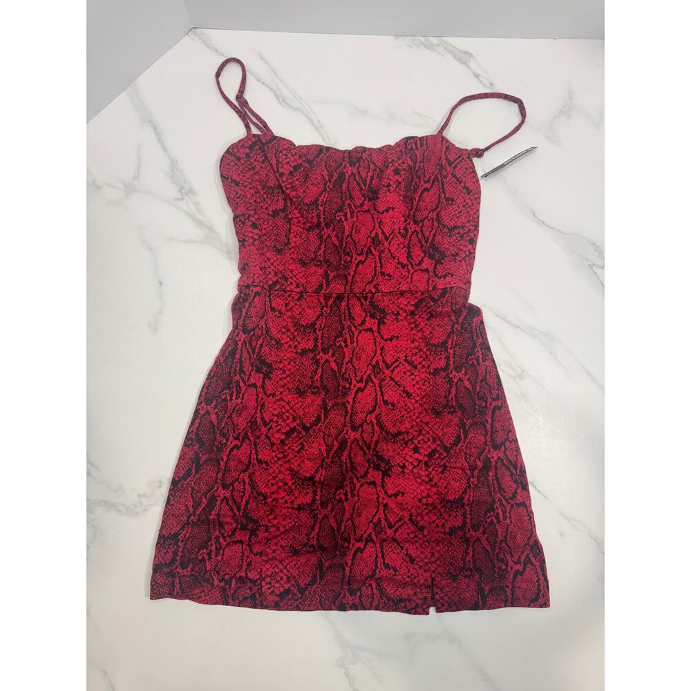 Reformation Red Snakeskin Pattern Dress Size 4 Viscose Blend Made in USA